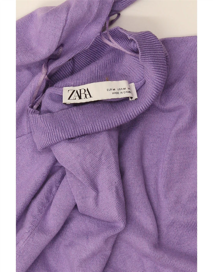Maglione maglione collo alto da donna Zara UK 12 viola medio