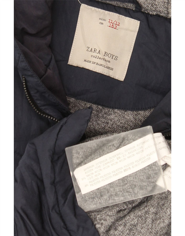 Giacca Parka con cappuccio ZARA da bambino 11-12 anni in nylon blu navy
