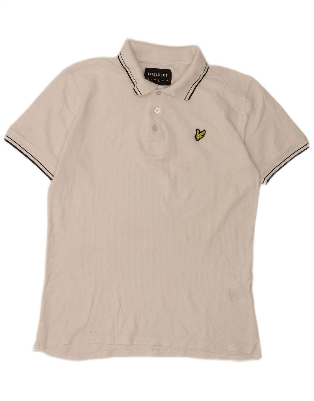 Polo da uomo Lyle & Scott grande in cotone a righe bianche
