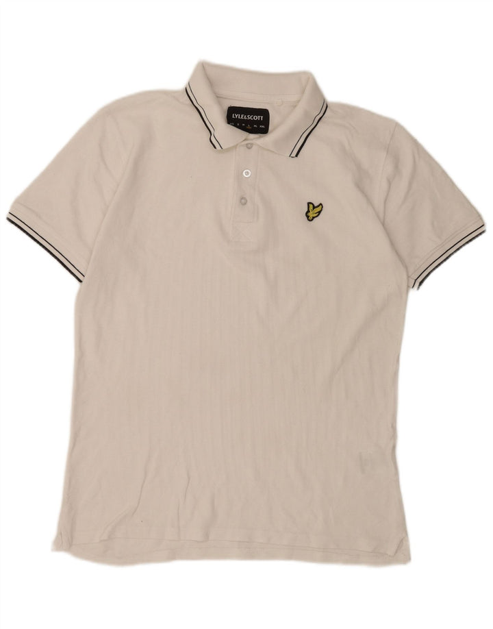 Polo da uomo Lyle & Scott grande in cotone a righe bianche
