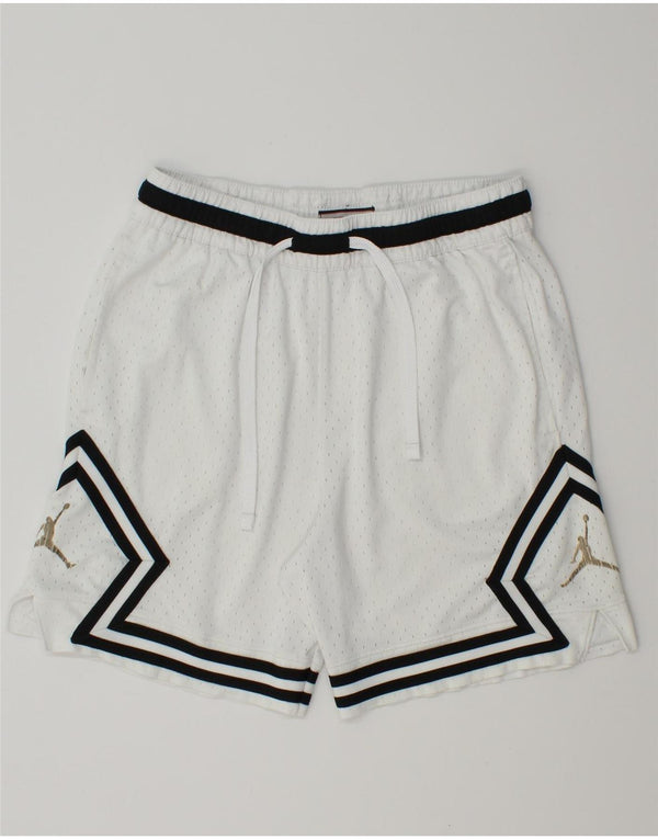 Pantaloncini sportivi Jordan Dri Fit da uomo in poliestere geometrico bianco medio