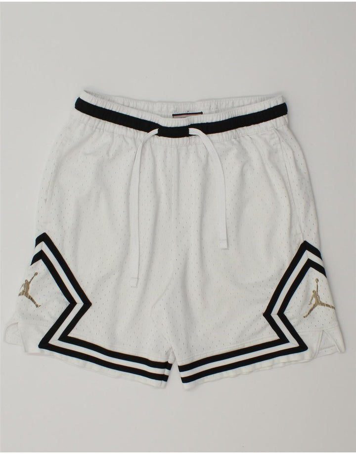 Pantaloncini sportivi Jordan Dri Fit da uomo in poliestere geometrico bianco medio