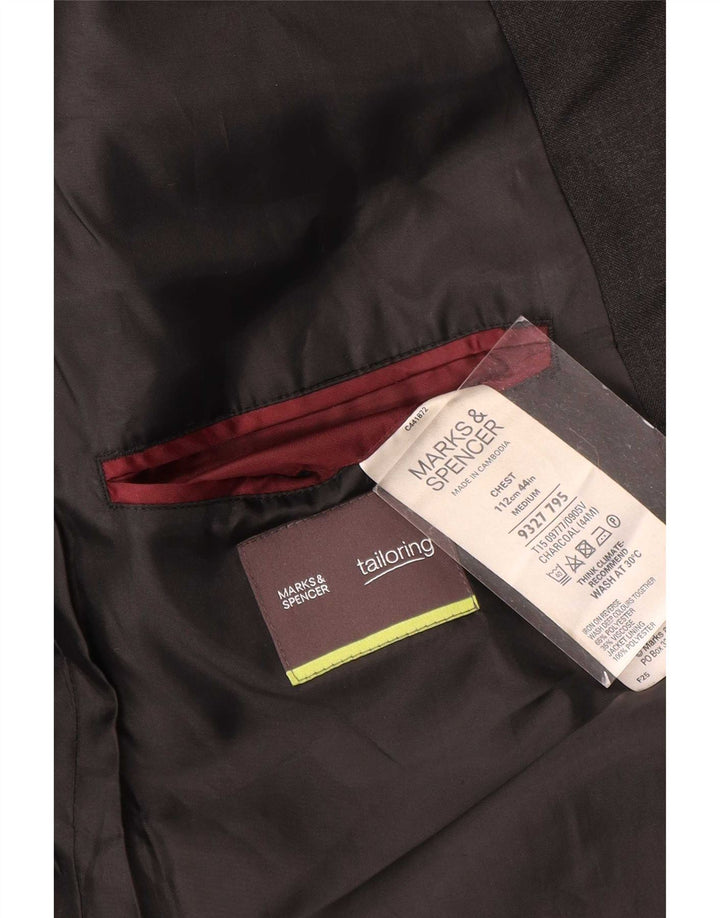 Giacca blazer a 2 bottoni Marks & Spencer da uomo UK 44 XL poliestere grigio