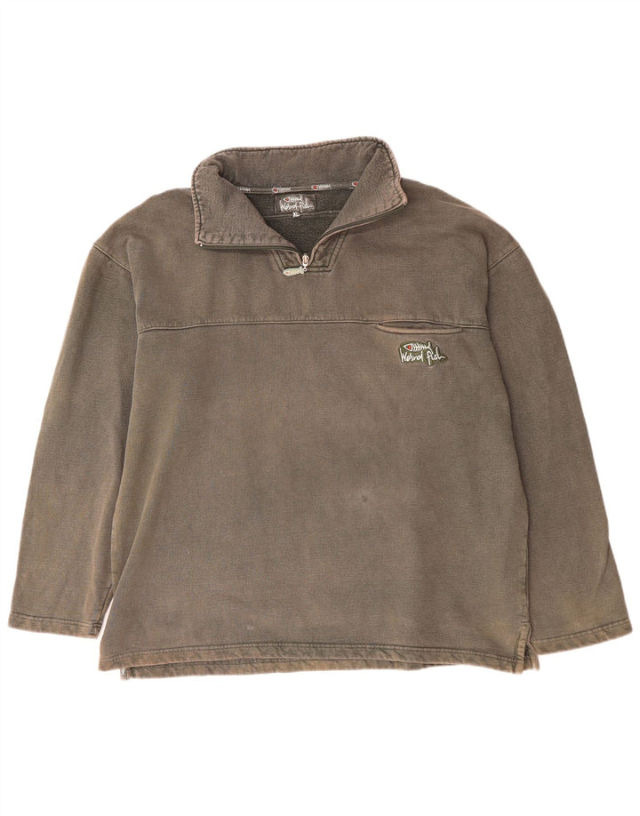 WEIRD FISH Felpa da uomo con zip e collo maglione XL cotone grigio