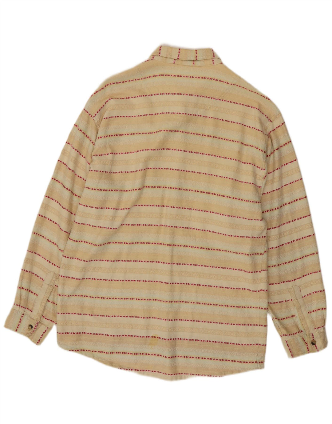 RIVER MOUNTAIN Mens Flannel Shirt Large Beige Striped