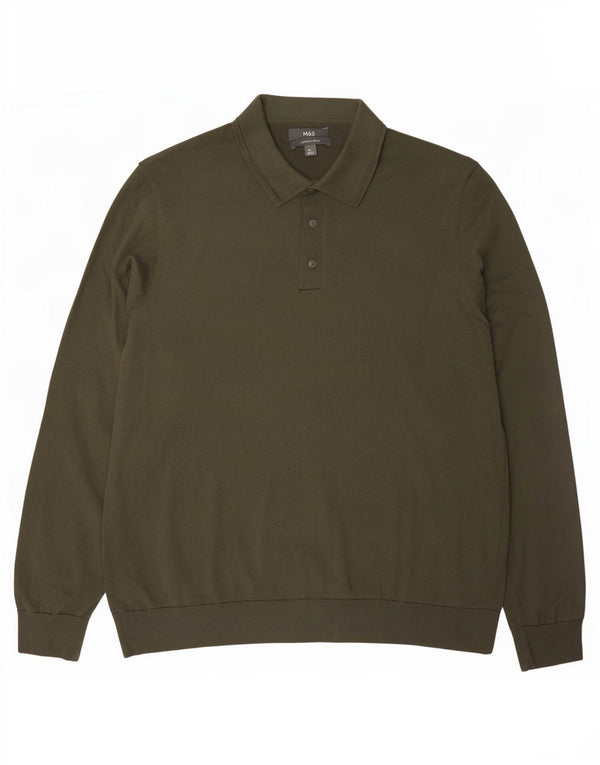 Maglione da uomo Marks & Spencer con collo alto XL cotone kaki