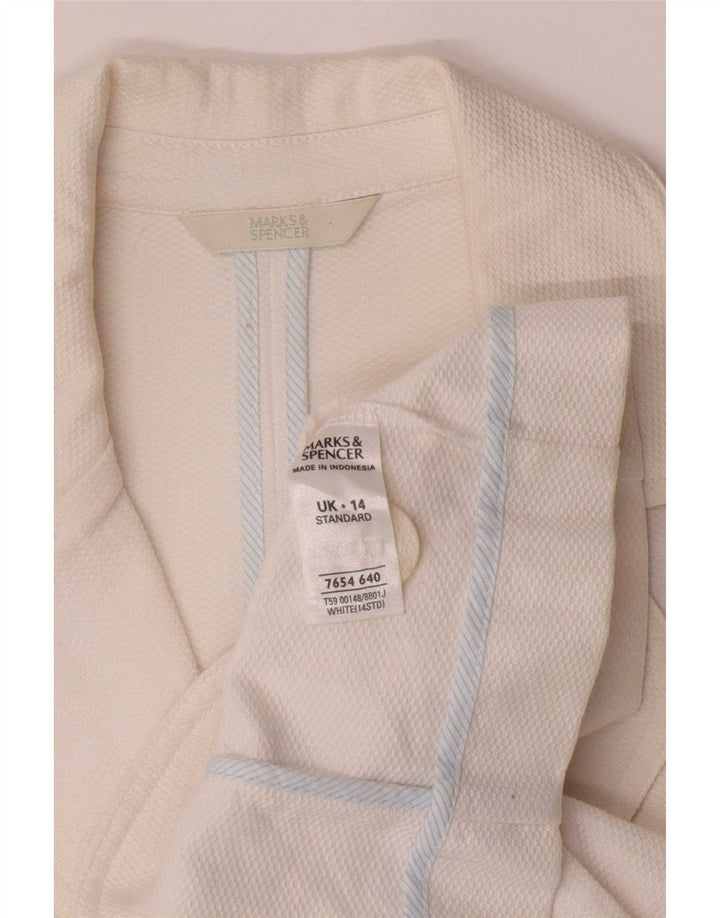 Giacca blazer da donna Marks & Spencer con maniche a 3/4 e 2 bottoni, UK 14, colore bianco medio