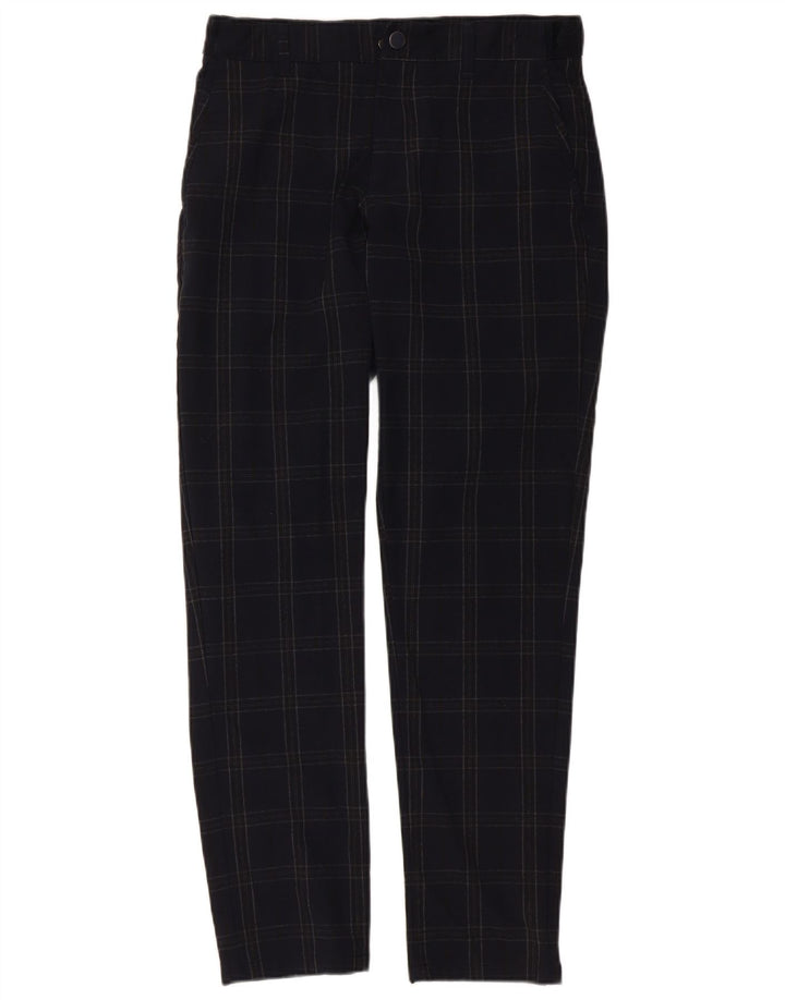 Pantaloni chino slim da uomo ZARA piccoli W30 L29 poliestere a quadri blu navy