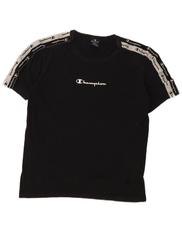 T-shirt grafica da uomo Champion Top Small in cotone color block nero