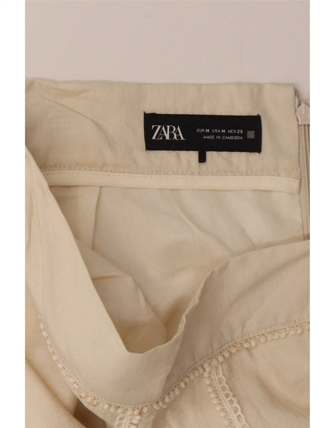 Gonna lunga da donna Zara media W28 bianco sporco floreale