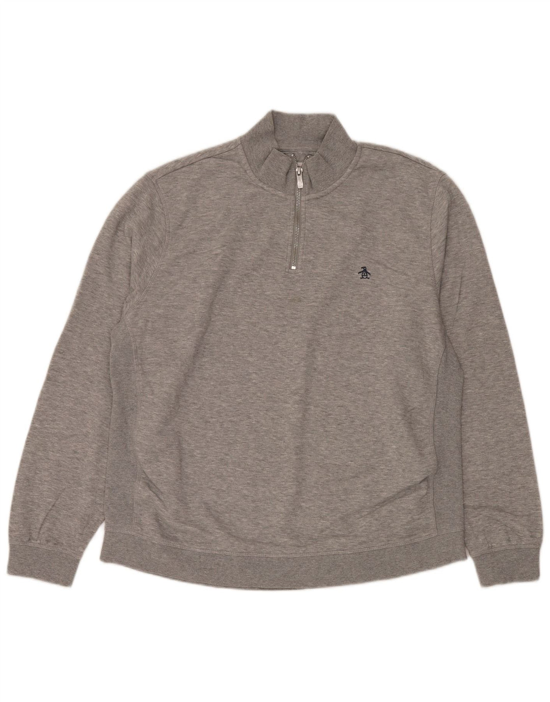 Felpa da uomo con zip e collo Penguin, maglione XL, cotone grigio