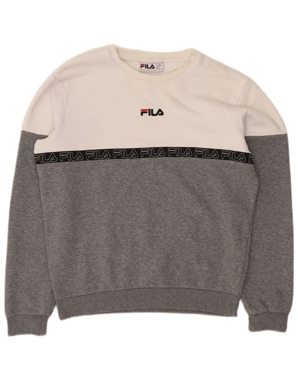 FILA Felpa grafica da uomo Maglione piccolo in cotone color block grigio