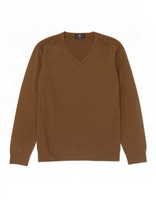 Maglione da uomo Marks & Spencer con scollo a V blu Harbour XL acrilico marrone