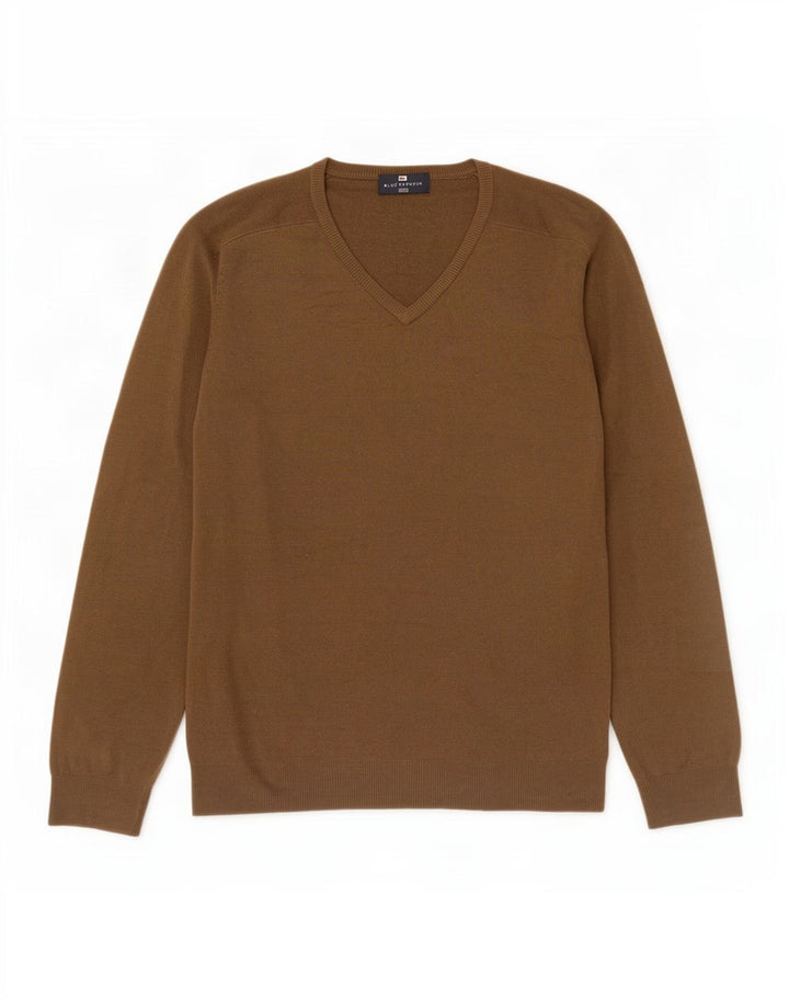 Maglione da uomo Marks & Spencer con scollo a V blu Harbour XL acrilico marrone