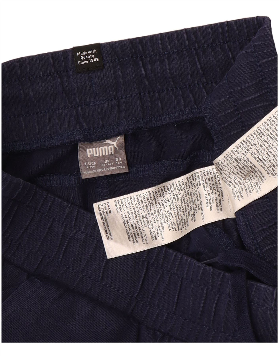 Pantaloni della tuta da ragazzo Puma Joggers 13-14 anni in cotone blu navy