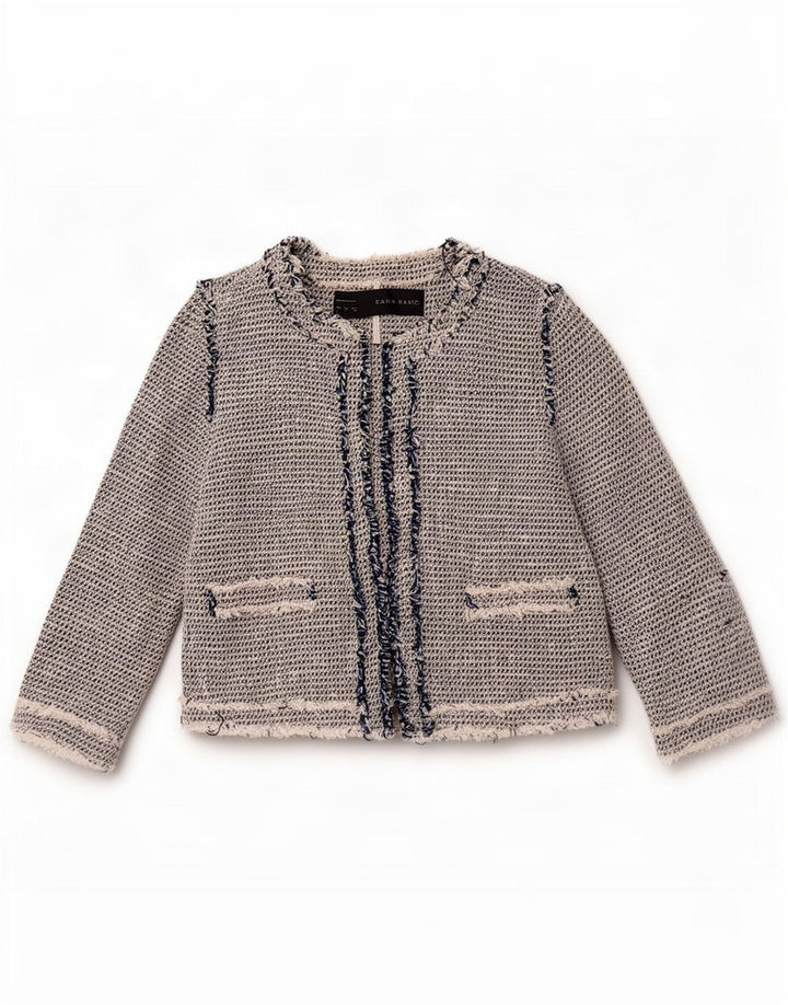 Giacca blazer da donna Zara UK 12 Cotone grigio medio