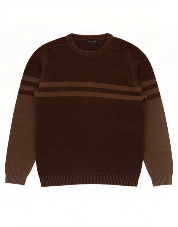Maglione maglione girocollo da uomo Massimo Dutti a righe marrone medio