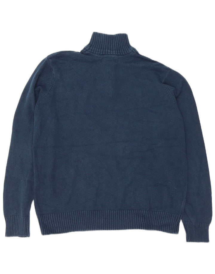 EDDIE BAUER Maglione da uomo con zip e collo grande color block blu navy