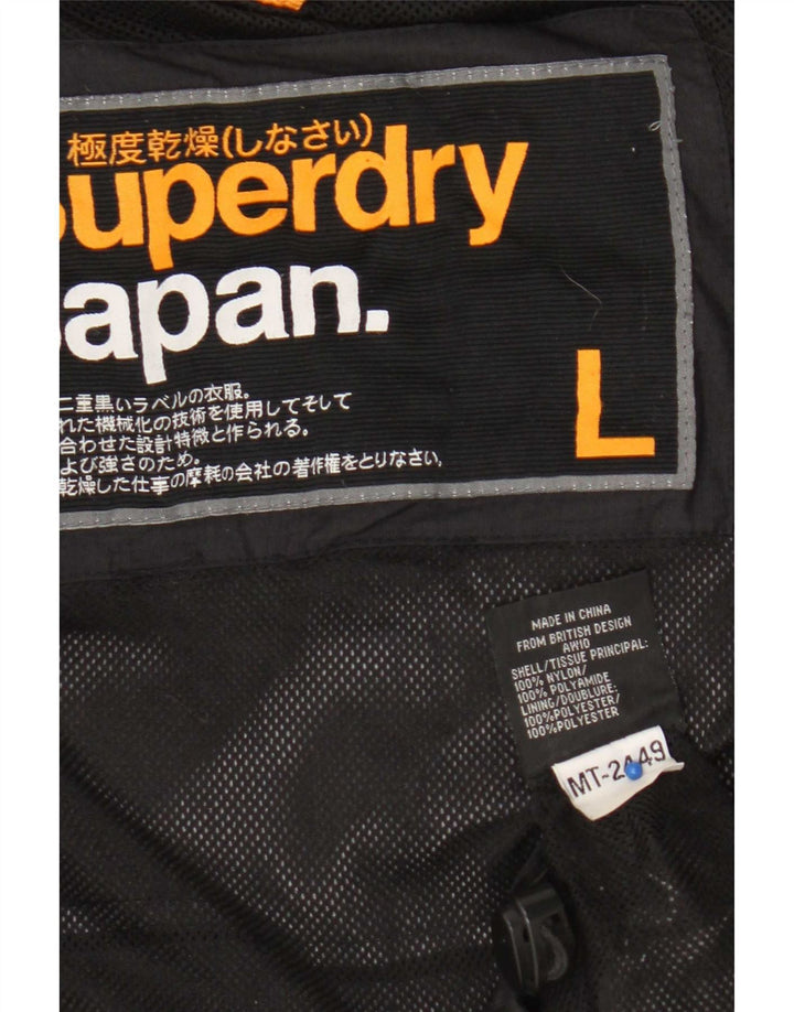 Superdry Mens Rain Jacket UK 40 Large Black Nylon