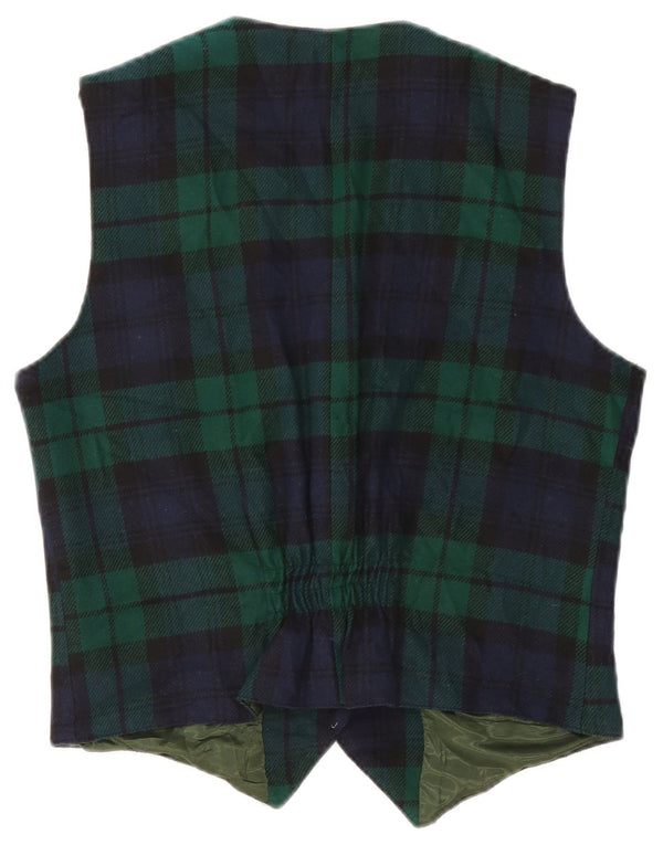 Gilet da donna vintage IT 46 Large Green Check Wool