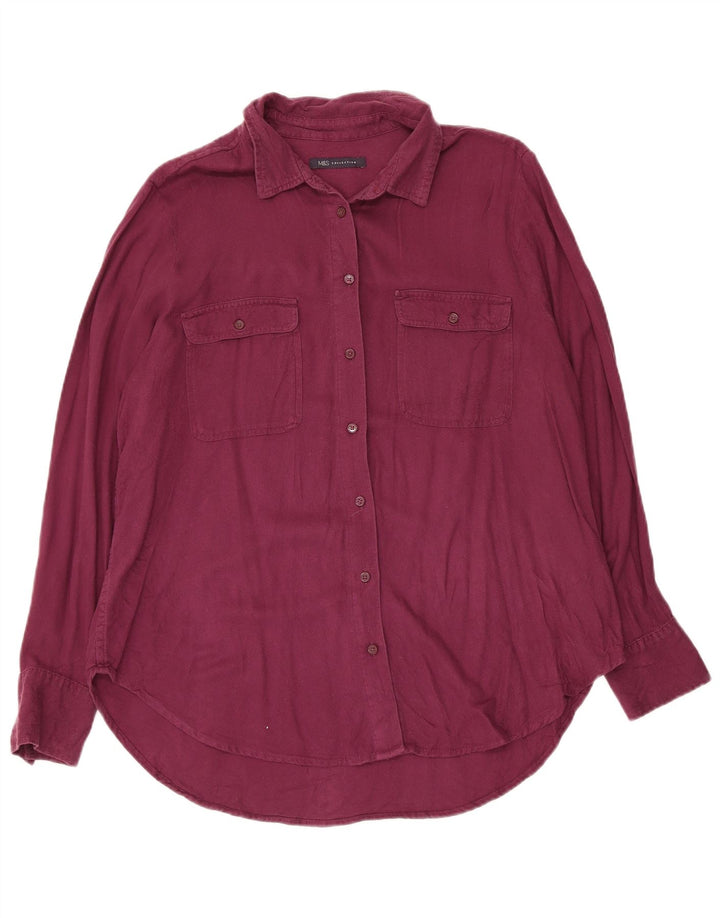 Camicetta camicia da donna Marks & Spencer UK 14 grande viscosa viola