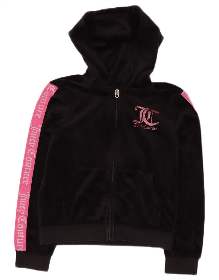 JUICY COUTURE Felpa con cappuccio con zip grafica per ragazze 9-10 anni Nera
