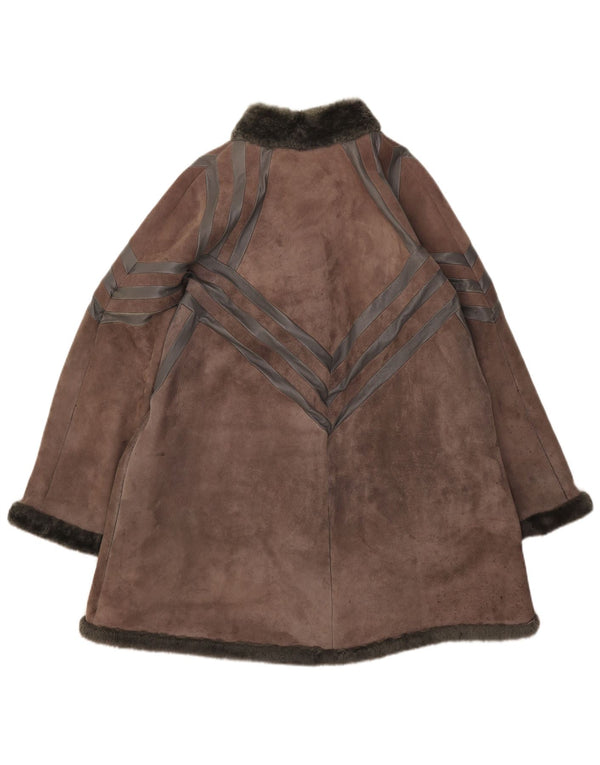 Cappotto in shearling vintage da donna UK 14 Grigio medio