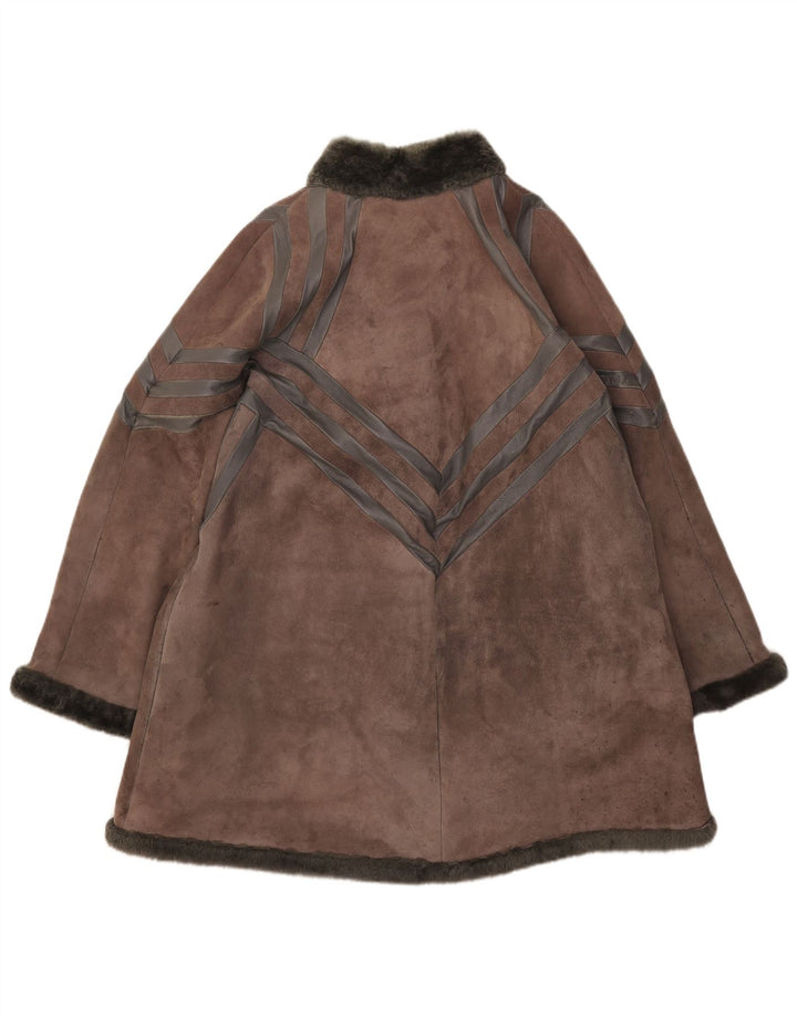 Cappotto in shearling vintage da donna UK 14 Grigio medio