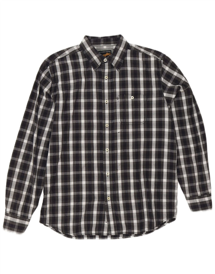Camicia da uomo Wrangler in cotone a quadri neri medio