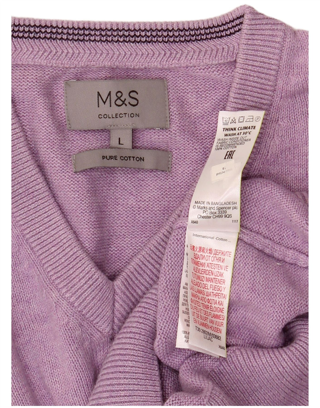 Maglione da uomo con scollo a V Marks & Spencer grande cotone viola