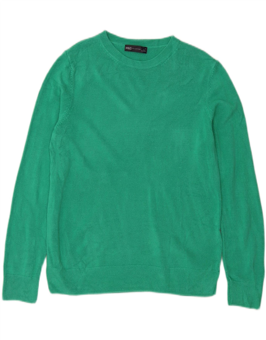 Maglione maglione girocollo da donna Marks & Spencer UK 14 Acrilico verde medio