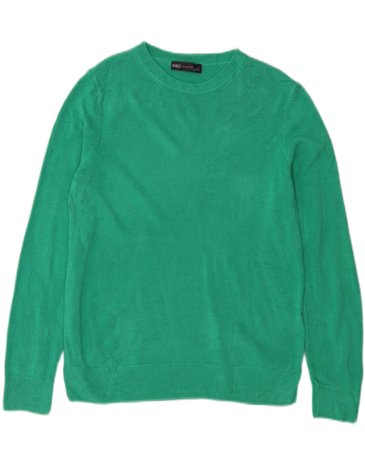 Maglione maglione girocollo da donna Marks & Spencer UK 14 Acrilico verde medio