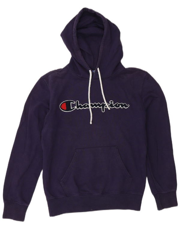 Felpa con cappuccio grafica da uomo Champion piccola in cotone viola