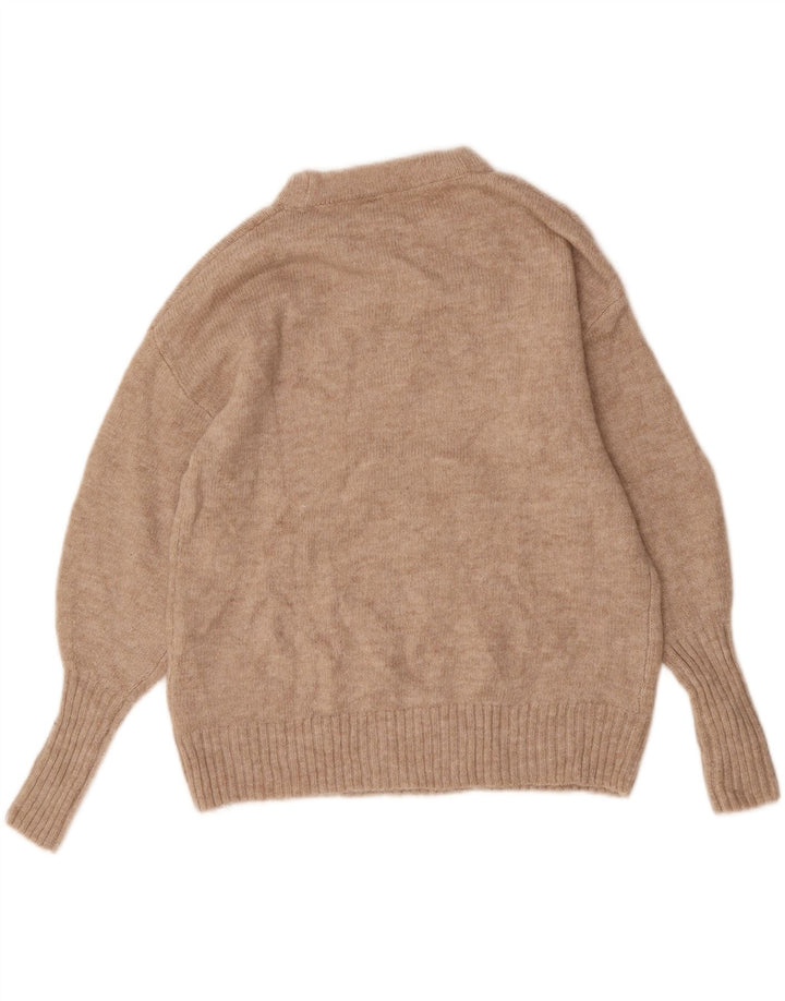 TOPSHOP Womens Oversized Crew Neck Jumper Sweater UK 6 XS Beige Polyester Vintage Topshop and Second-Hand Topshop from Messina Hembry 