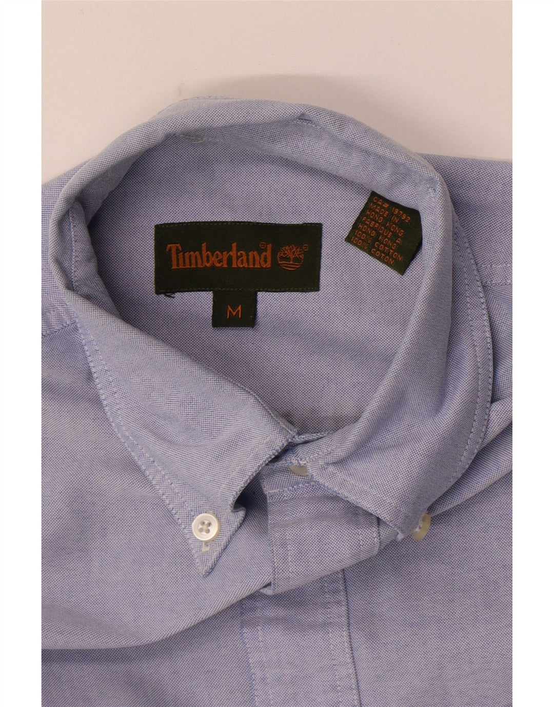 Camicia a maniche corte da uomo Timberland in cotone blu medio