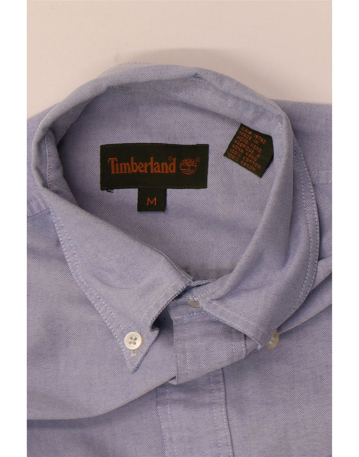 Camicia a maniche corte da uomo Timberland in cotone blu medio