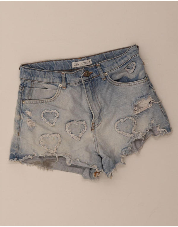 Pantaloncini di jeans invecchiati Zara per ragazze 13-14 anni W26 Blu