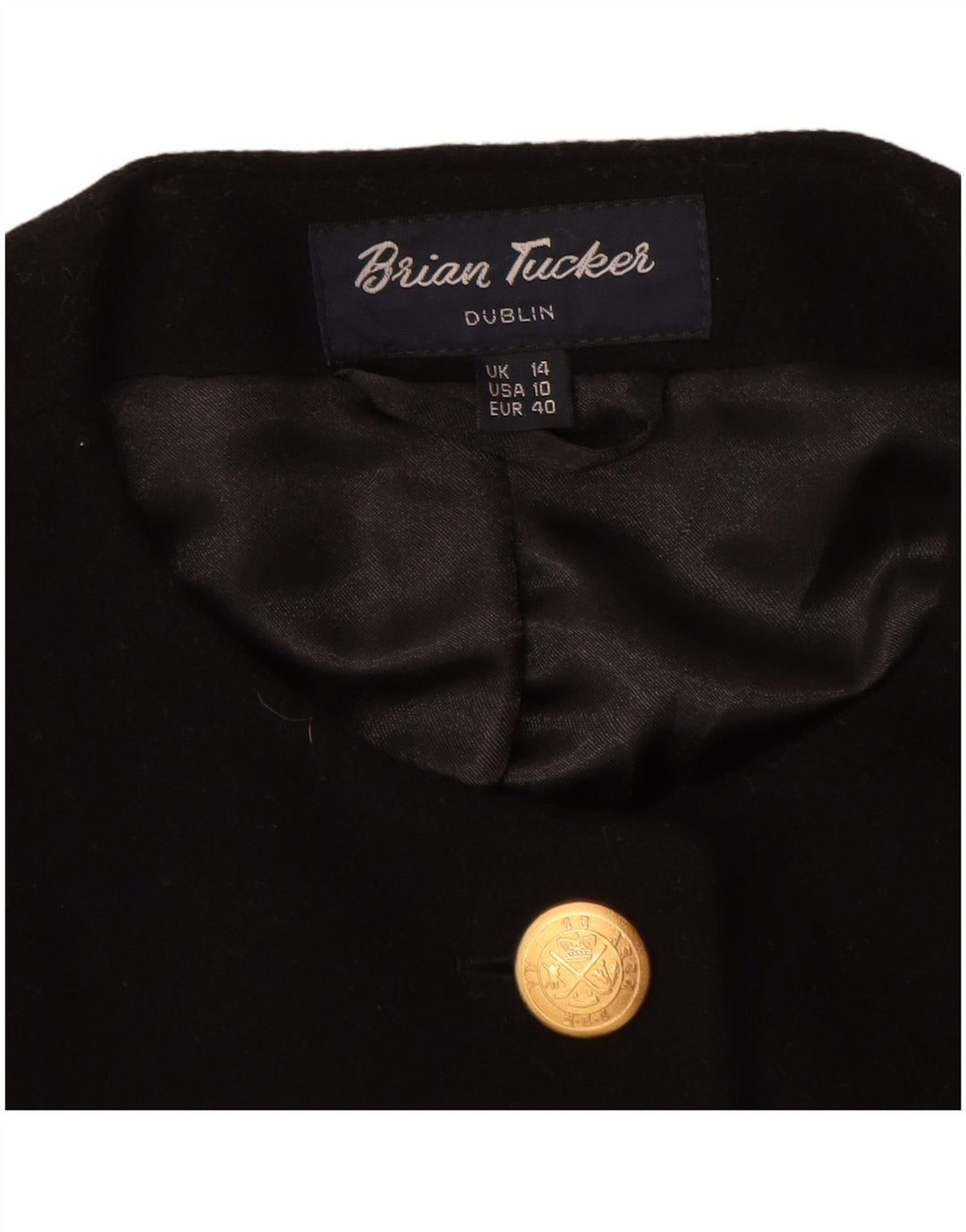 Giacca blazer a 5 bottoni da donna Brian Tucker UK 14 grande lana nera