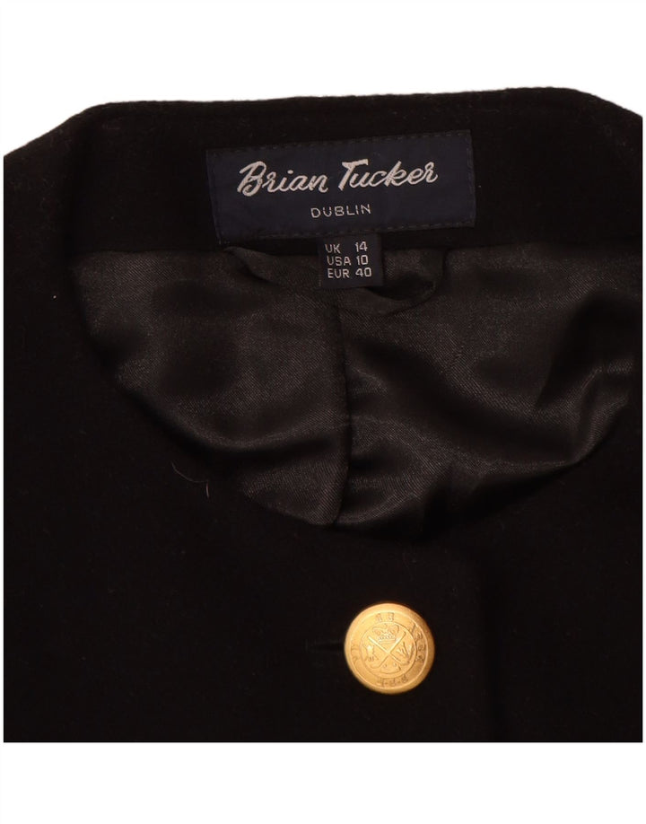 Giacca blazer a 5 bottoni da donna Brian Tucker UK 14 grande lana nera