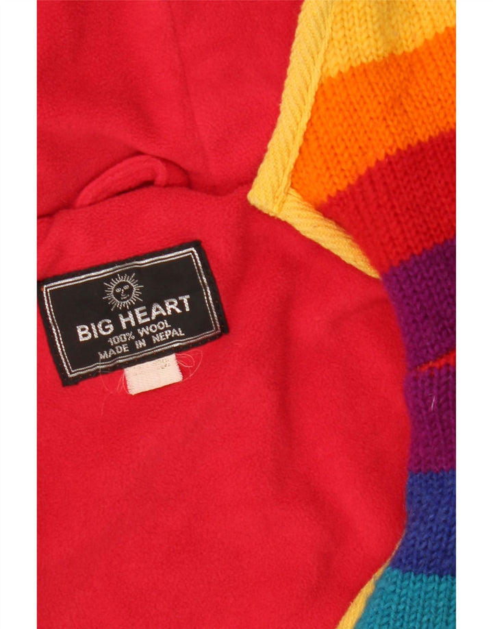 Maglione cardigan da donna vintage UK 12 medio multicolore colorato