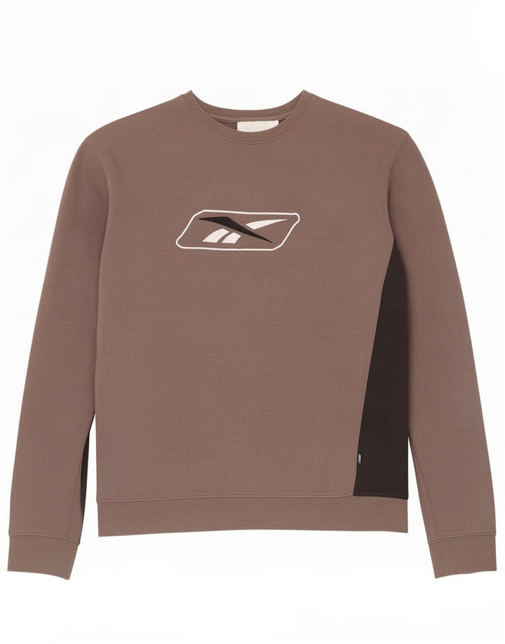 Felpa grafica da uomo Reebok maglione grigio medio color block