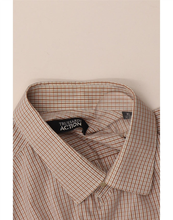 Camicia Trussardi Uomo Taglia 43/44 XL Vichy Marrone
