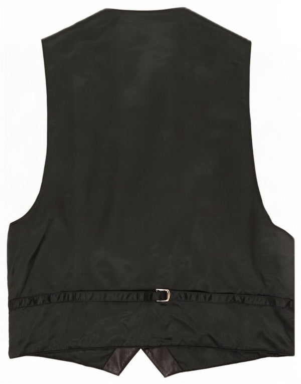 Gilet in pelle da donna vintage UK 12 medio nero