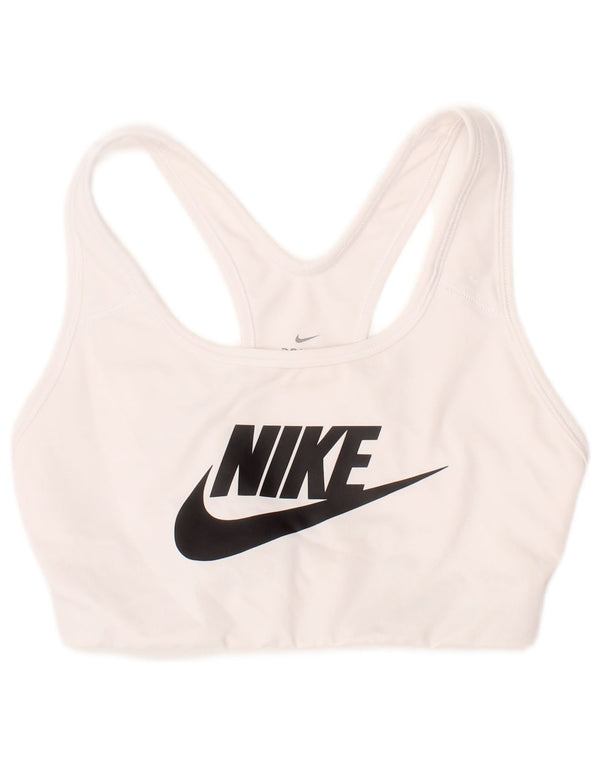 Nike Womens Dri Fit Graphic Sport Bra Vest Top XS White Sports