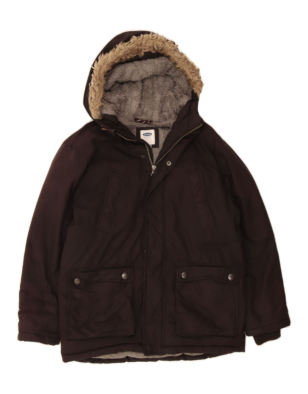 OLD NAVY Boys Hooded Windbreaker Jacket 10-11 Years Large Brown Acrylic Vintage Old Navy and Second-Hand Old Navy from Messina Hembry 
