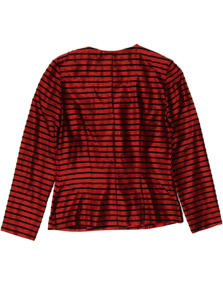 POSITIVE ATTITUDE Womens Petite Blazer Jacket US 10 Large Burgundy Striped Vintage Positive Attitude and Second-Hand Positive Attitude from Messina Hembry 