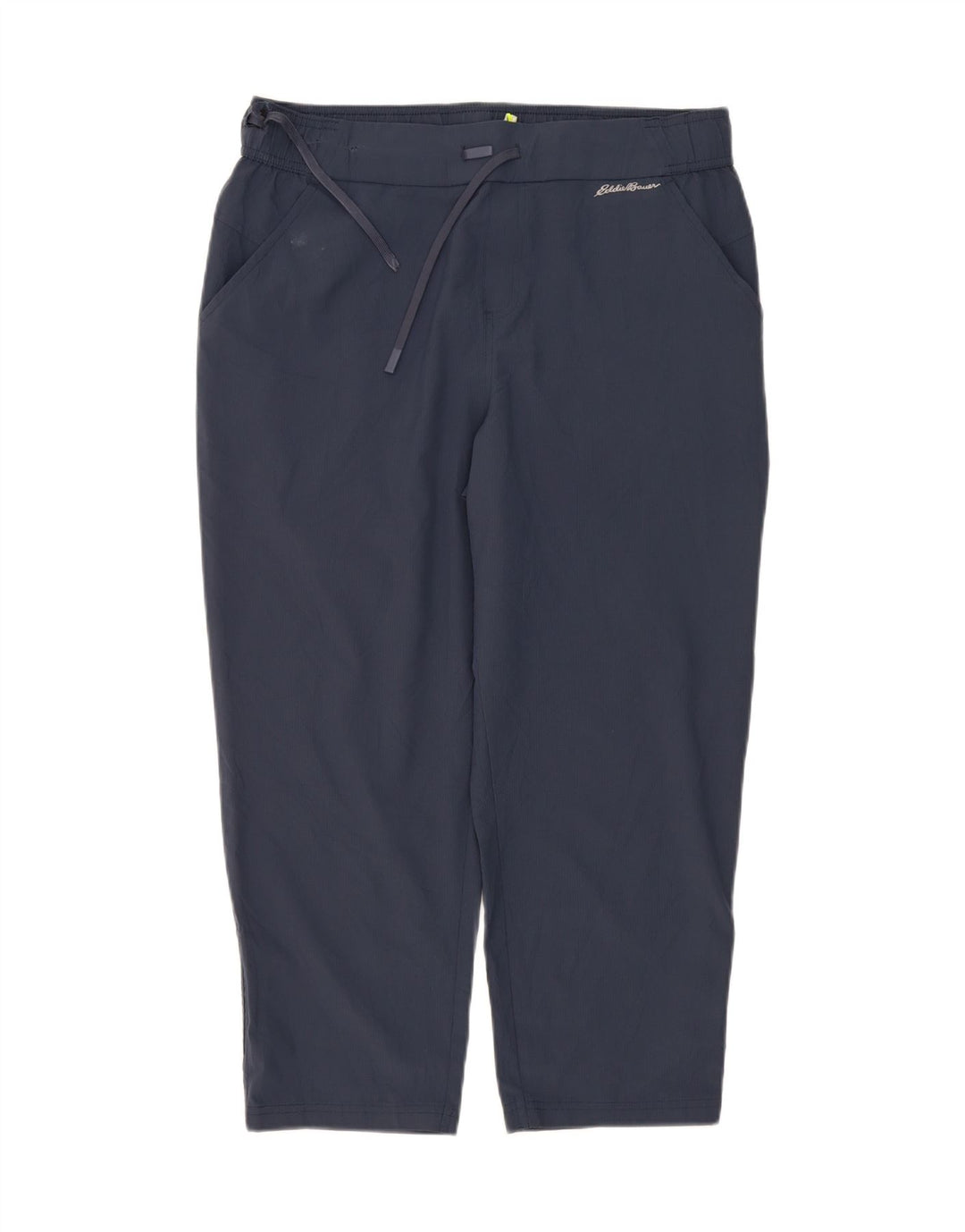 EDDIE BAUER Womens Crop Tracksuit Trousers UK 16 Large Navy Blue Polyester Vintage Eddie Bauer and Second-Hand Eddie Bauer from Messina Hembry 