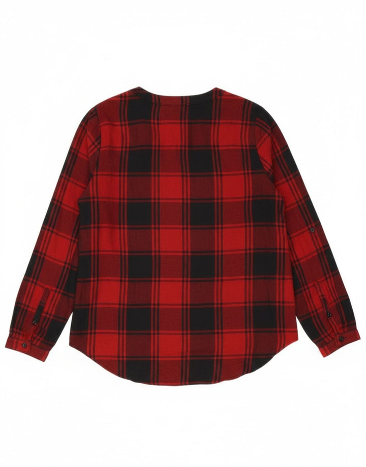 Camicia pullover oversize lunga da donna Eddie Bauer UK 10 piccolo plaid rosso