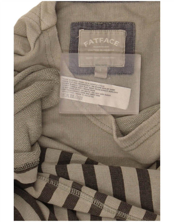 Fat Face Top da uomo a maniche lunghe in cotone a righe beige larghe