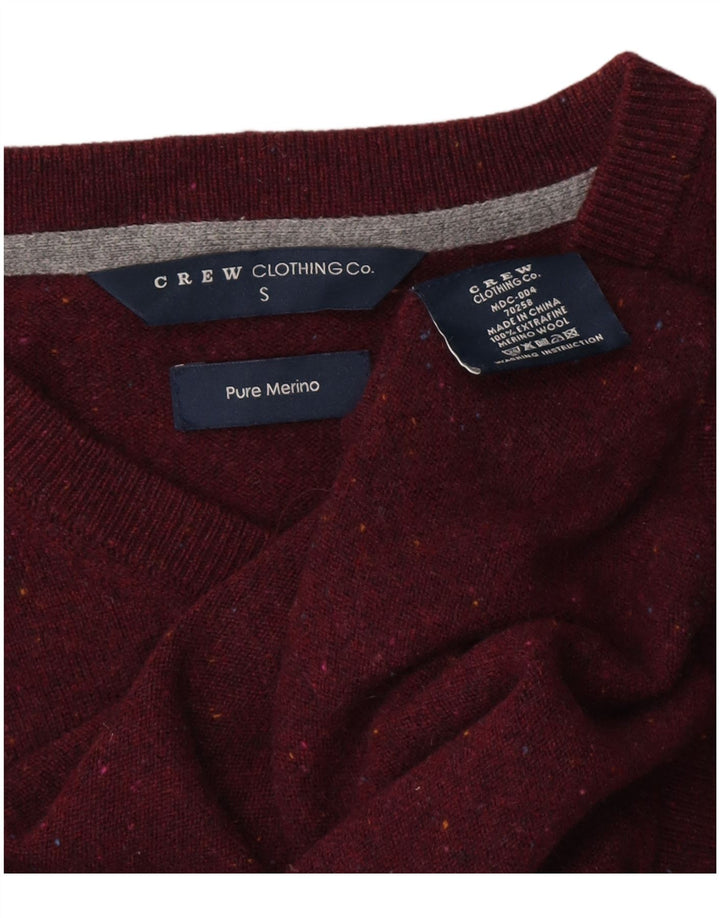 CREW CLOTHING Maglione da uomo con scollo a V piccolo bordeaux screziato
